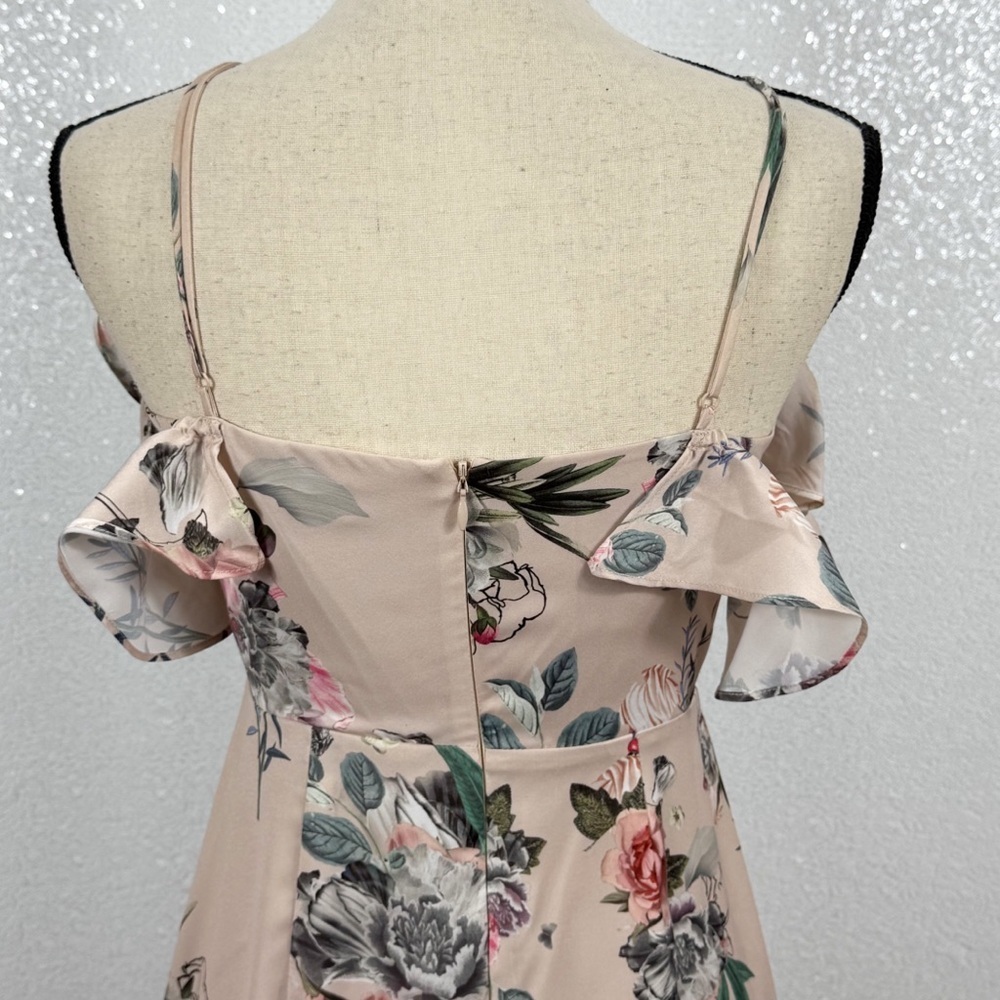Revolve Majorelle Salsa Dress in Pink Bellbird size small Ruffle Cold Shoulder - Picture 8 of 16